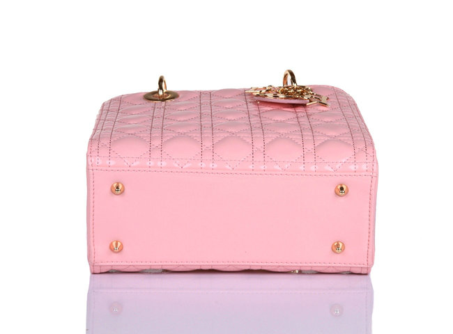 lady dior patent leather bag 6322 pink with gold hardware